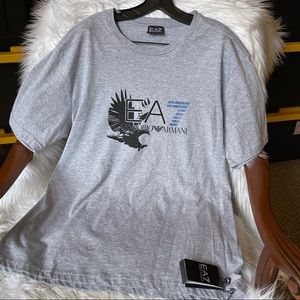 New Emporio Armani T-Shirt Mens Gray Blue Black EA7 Short Sleeve Slim Fit